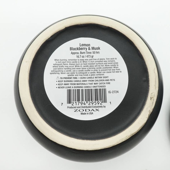 ZODAX Bodega Ceramic Candle Large Black Lemon Blackberry Musk 16.7oz 50hr NIB - Picture 9 of 11